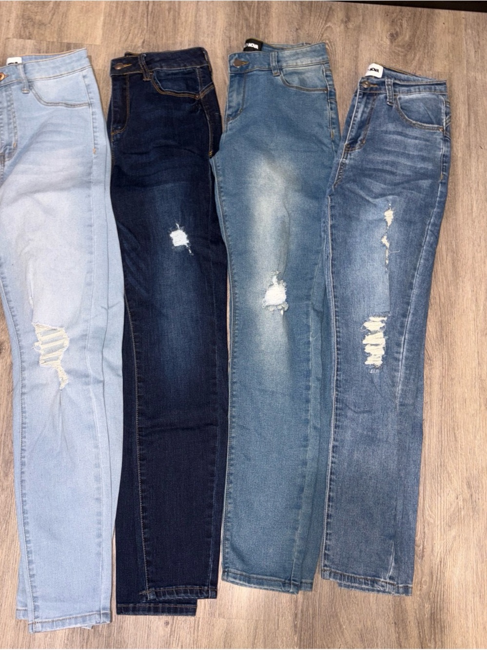 Women’s Distressed Skinny Jeans - Light, Dark, Mid & Vintage Blue